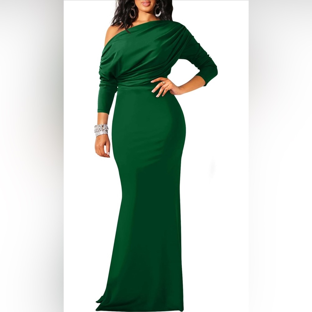 Elegant Green Off the Shoulder Bodycon Dress